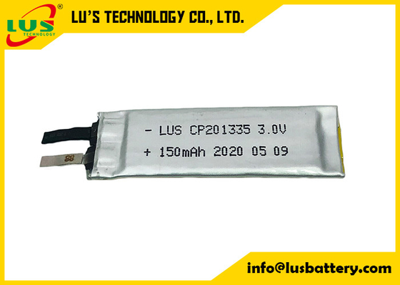 薄く3.0 V 150mah Cp201335のリチウム イオン電池の非再充電可能なタイプ